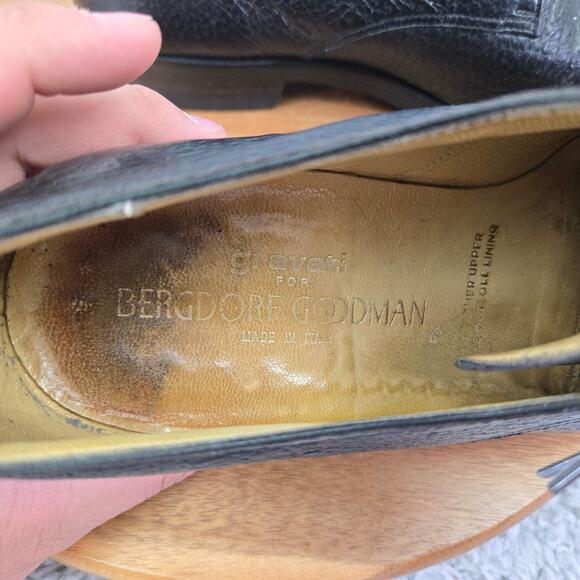 Gravari Bergdorf Goodman Mens 8M Black Leather Business Oxford Dress Shoe
